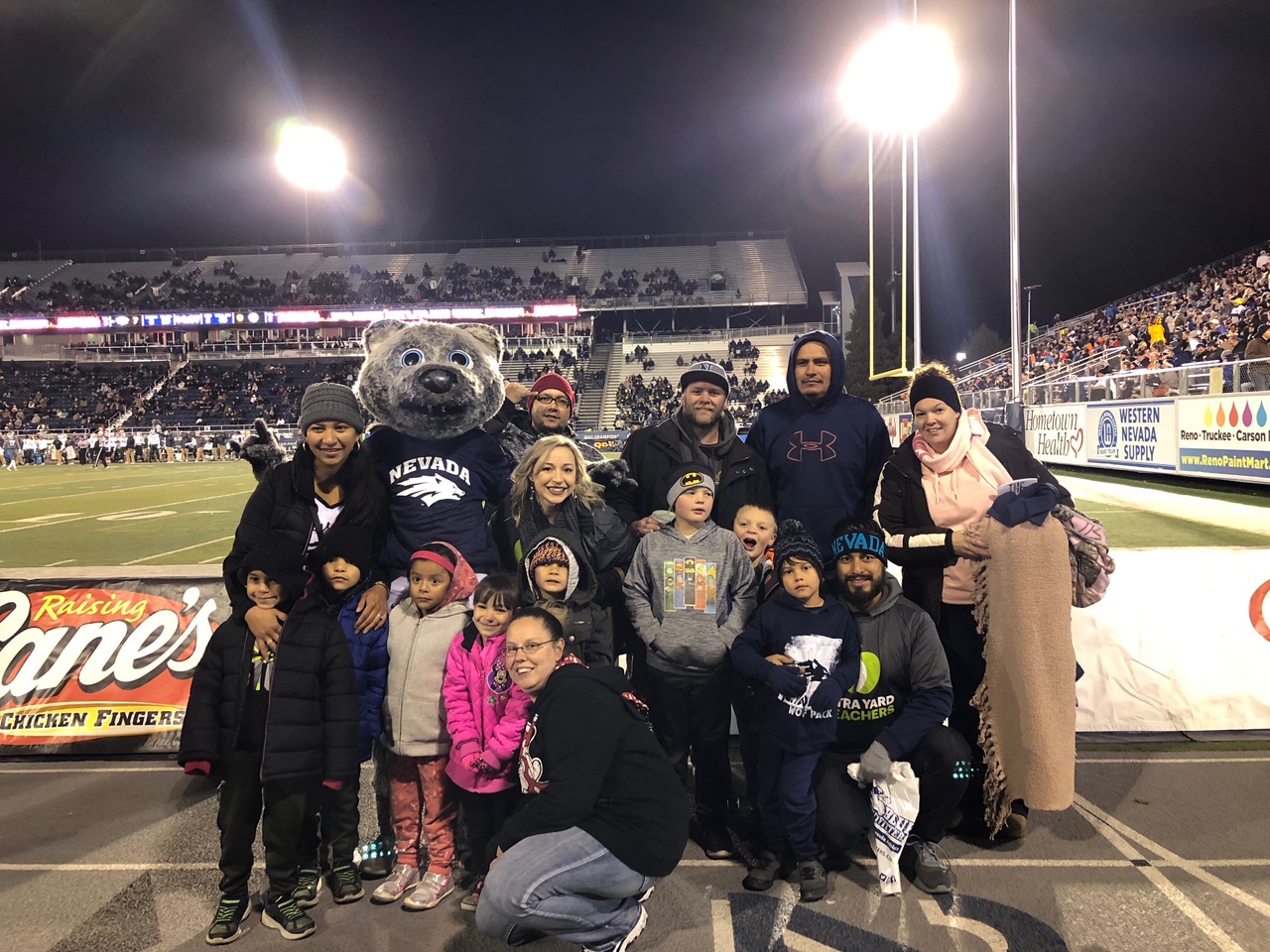Wolf Pack Coaches Challenge photo with kids, the UNR mascot and more